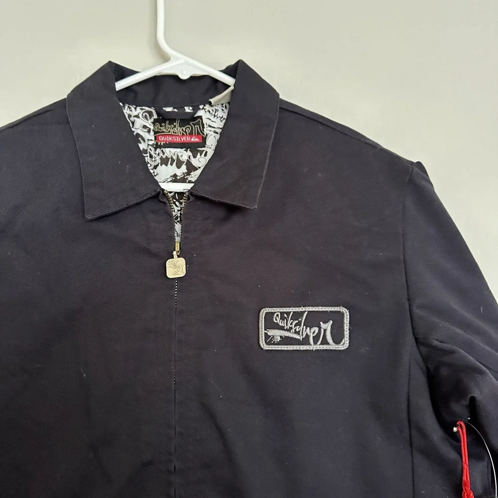 Quicksilver Black Full Zip Jacket Boys M Pockets Polyester Slightly‎ With Tags